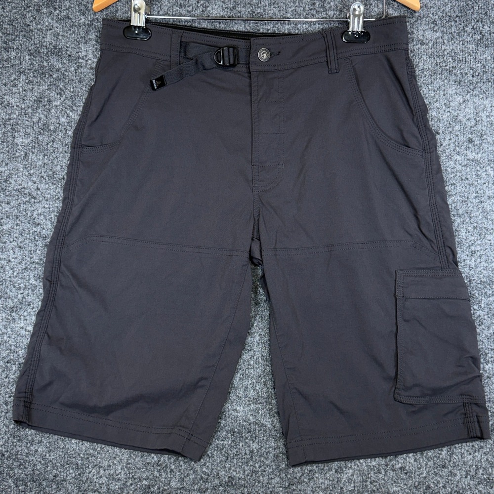 Prana Zion Cargo Shorts Mens 32 Charcoal Grey Stretch Hiking Outdoor 12in Inseam